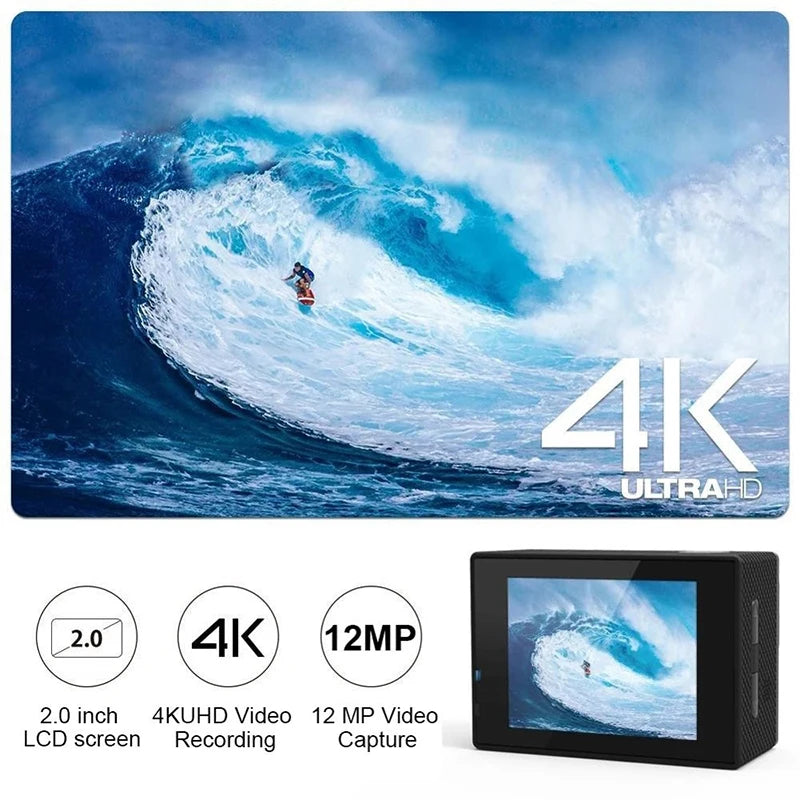 4K Waterproof Action Camera with WiFi - 170° Wide Angle