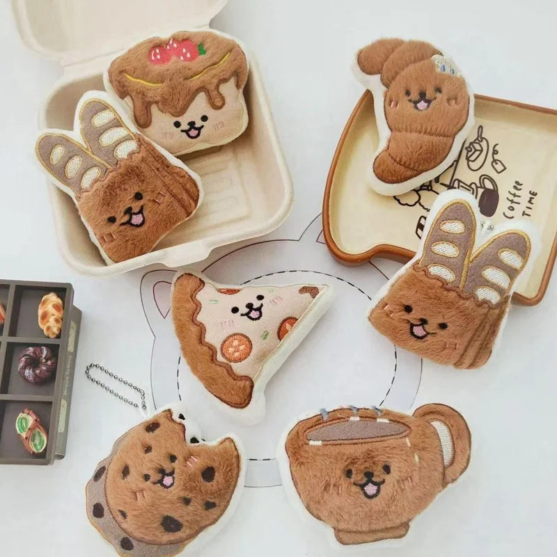 Plush Squeaky Food Dog Toys - Baguette, Pizza & Cake Shapes - photo 2