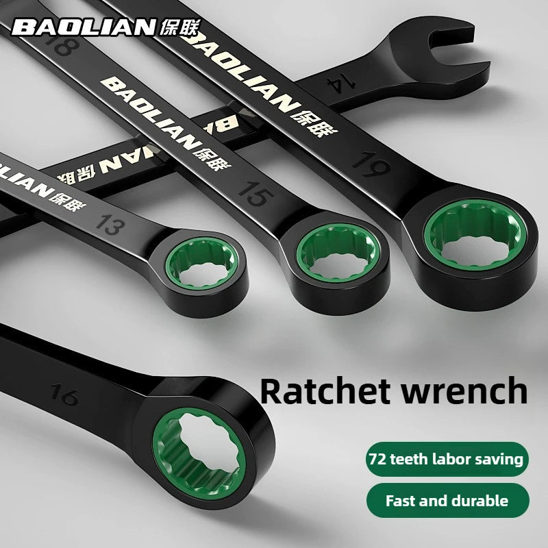 6-10MM Open-End Dual-Purpose Ratchet Spanner Combination Wrench Universal Bicycle Motorcycle Car Repair Tool