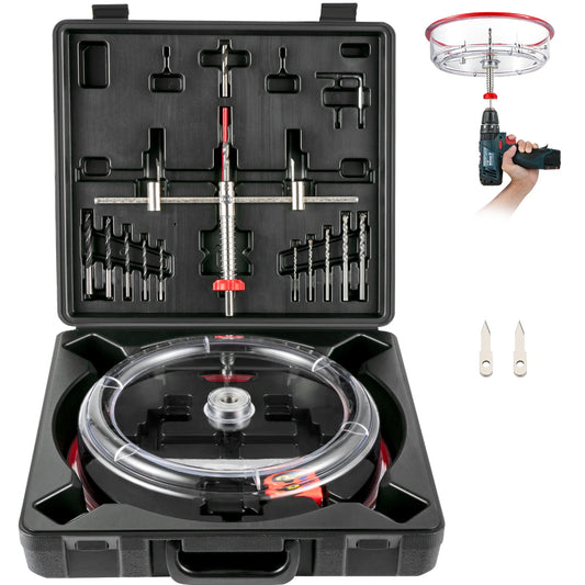 SucceBuy Adjustable Steel Hole Saw Cutter Kit 40-200mm w/ Shield Hole Cutter Drill Bit DIY Tool Sheetrock Veneer Slate