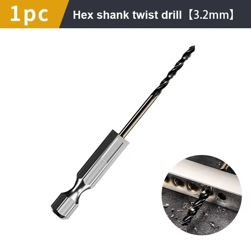 1.5-7.5mm Hex Shank Twist Drill Bit Wood Metal Hole Cutter Core Drilling Tool Cobalt Carbide Tip Flat Drill Bits HSS