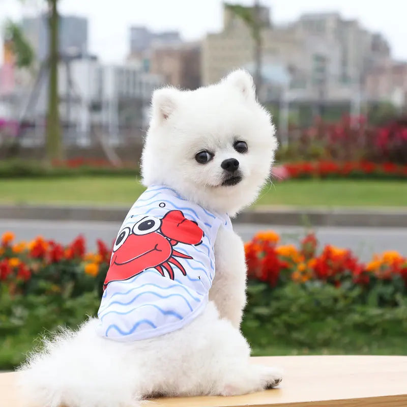 Dog & Cat Cotton Clothes — Cartoon Print Vest for Puppies & Kittens