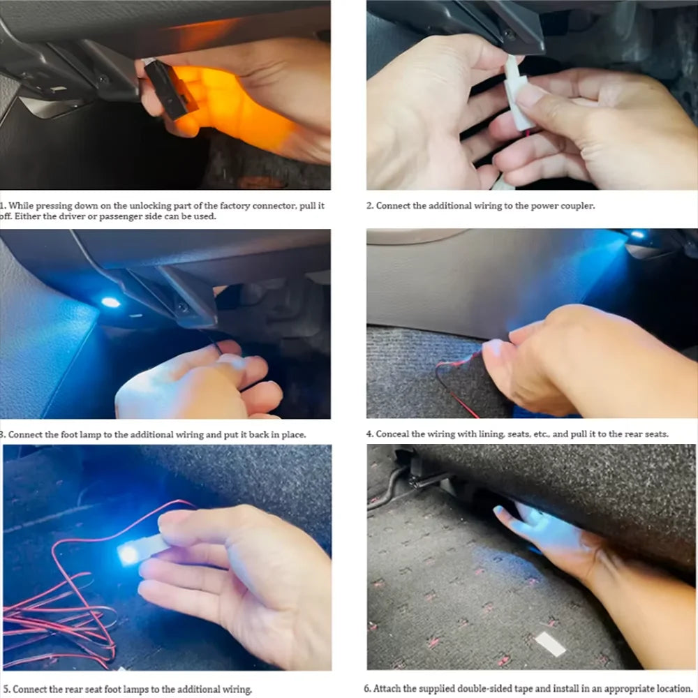 2/4 Pcs 12V LED Inner Ambient light For Toyota/Lexus/Honda/Mazda/Subaru Compatible Illumination Foot Lamp Glove Box Lamp