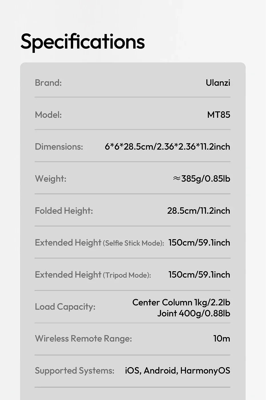 Original Ulanzi MT85 Magsafe Automatic Phone Tripod Dual Side Magnet 10m Wireless Control for Outdoor Travel Selfie Stick