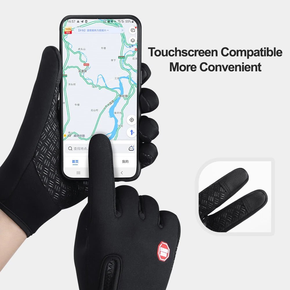 Unisex Touchscreen Winter Gloves, Windproof Zipper Gloves