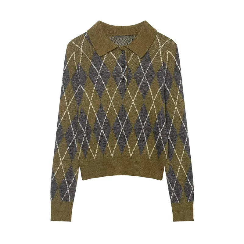 Women's Sweater 2026 New Autumn Winter Long Sleeve Diamond Knit Sweater for Women Fashion Personality Chic Women Pullover Top