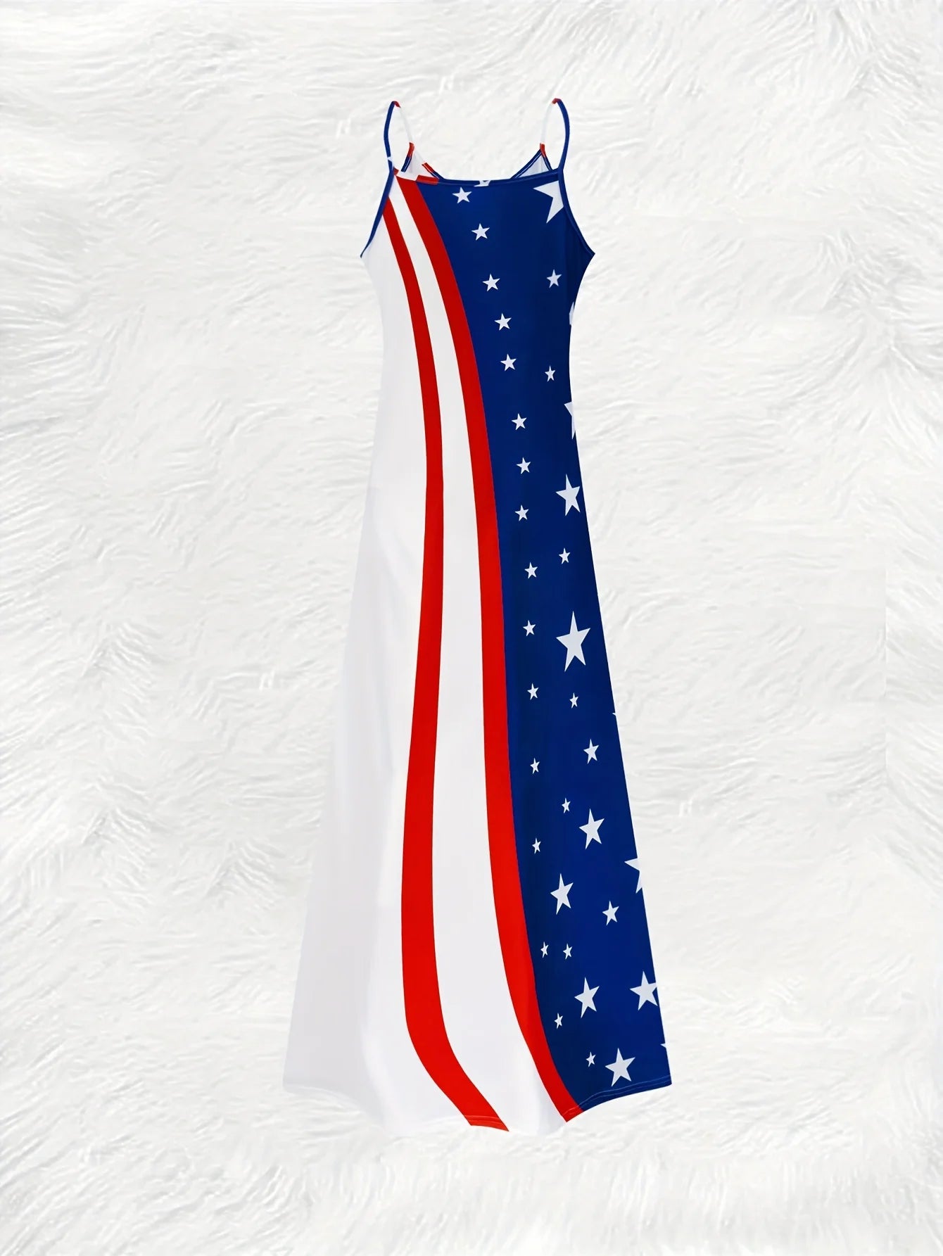 Women's American Flag Stars Long-Sleeve Dress – V-Neck A-Line Casual Vacation Dress