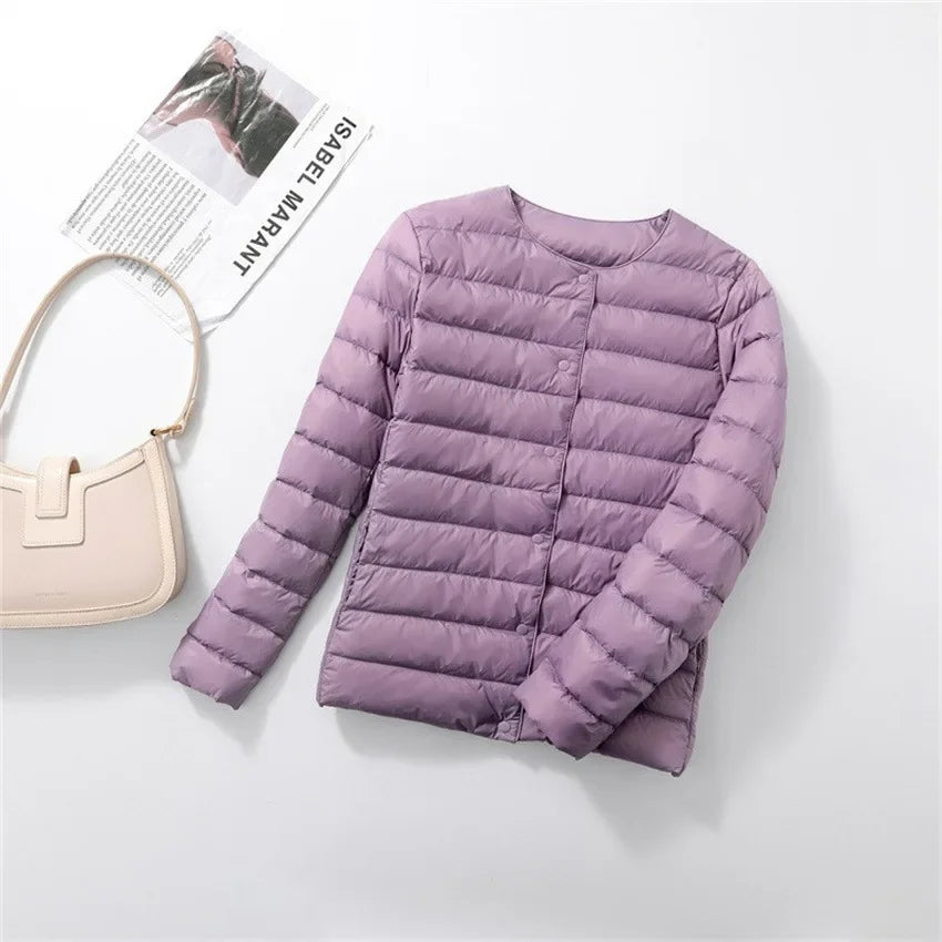 Women's Lightweight Puffer Jacket - Matte Short Winter Coat - photo 18