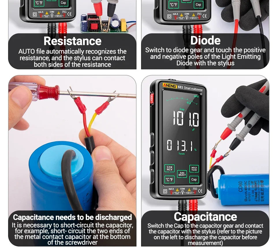 ANENG 683 Smart Multimeter Tester High-end Touch Rechargeable 6000 Counts Multimetro Test Multitester AC/DC Voltage Current Tool