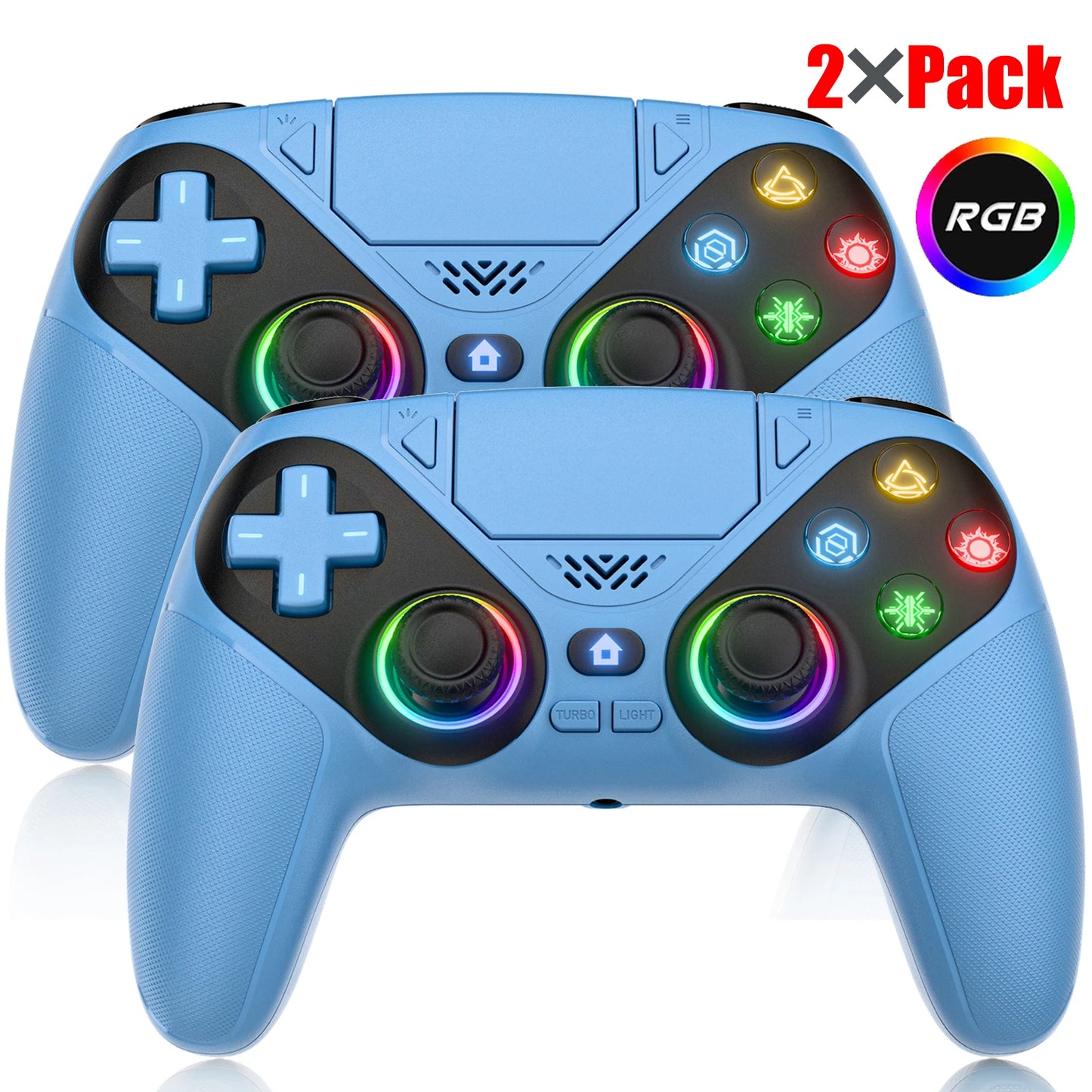 For Playstation 5/PS5/PS4/PC Game Controller,6 Axis Gyro RGB Wireless Gamepads 4-Level Shock Turbo Programmable Gaming Joystick