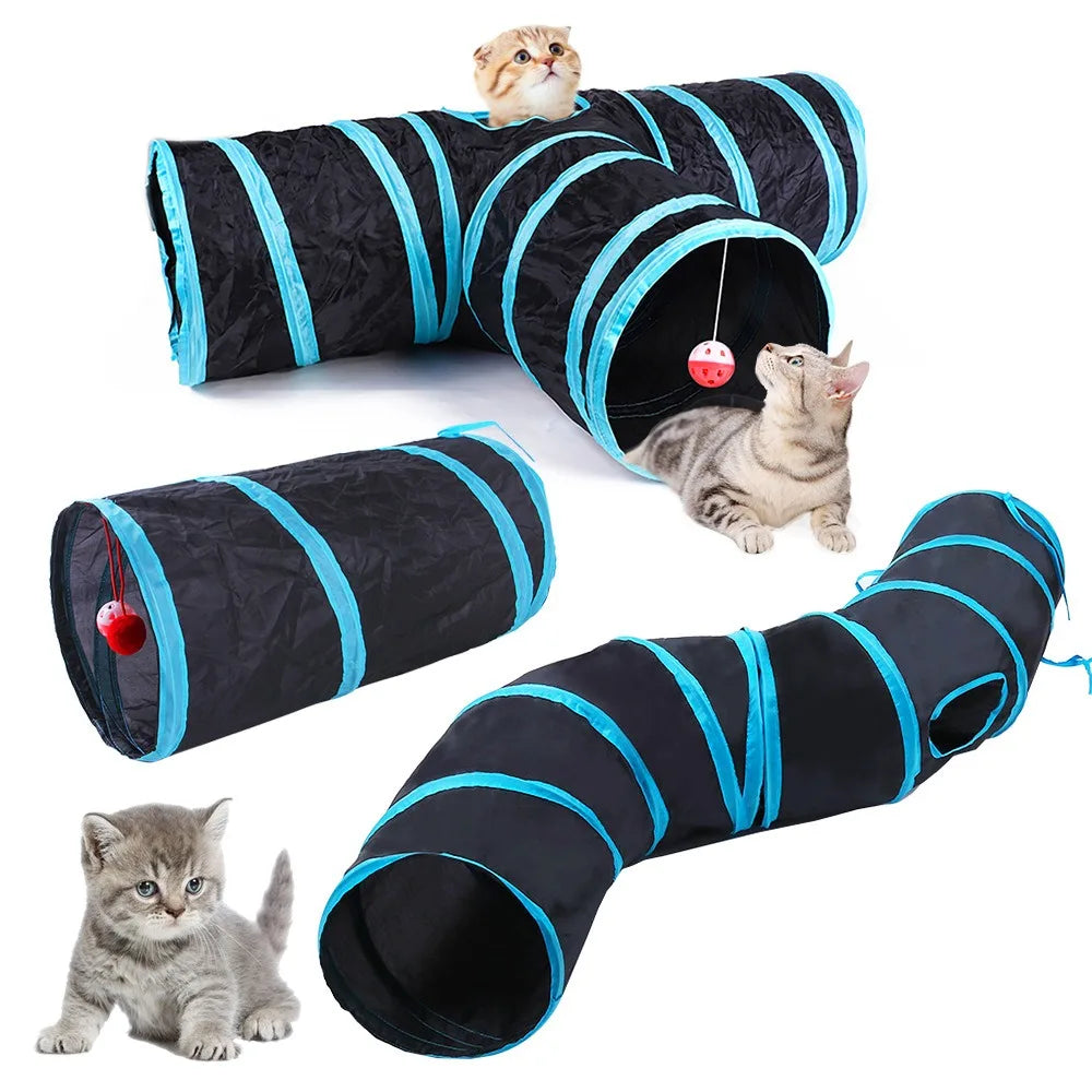 Foldable Cat Tunnel Toy - Breathable S & T Shape Play Tunnel