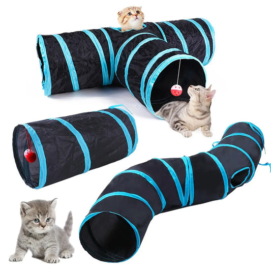 Foldable Cat Tunnel Toy - Breathable S & T Shape Play Tunnel
