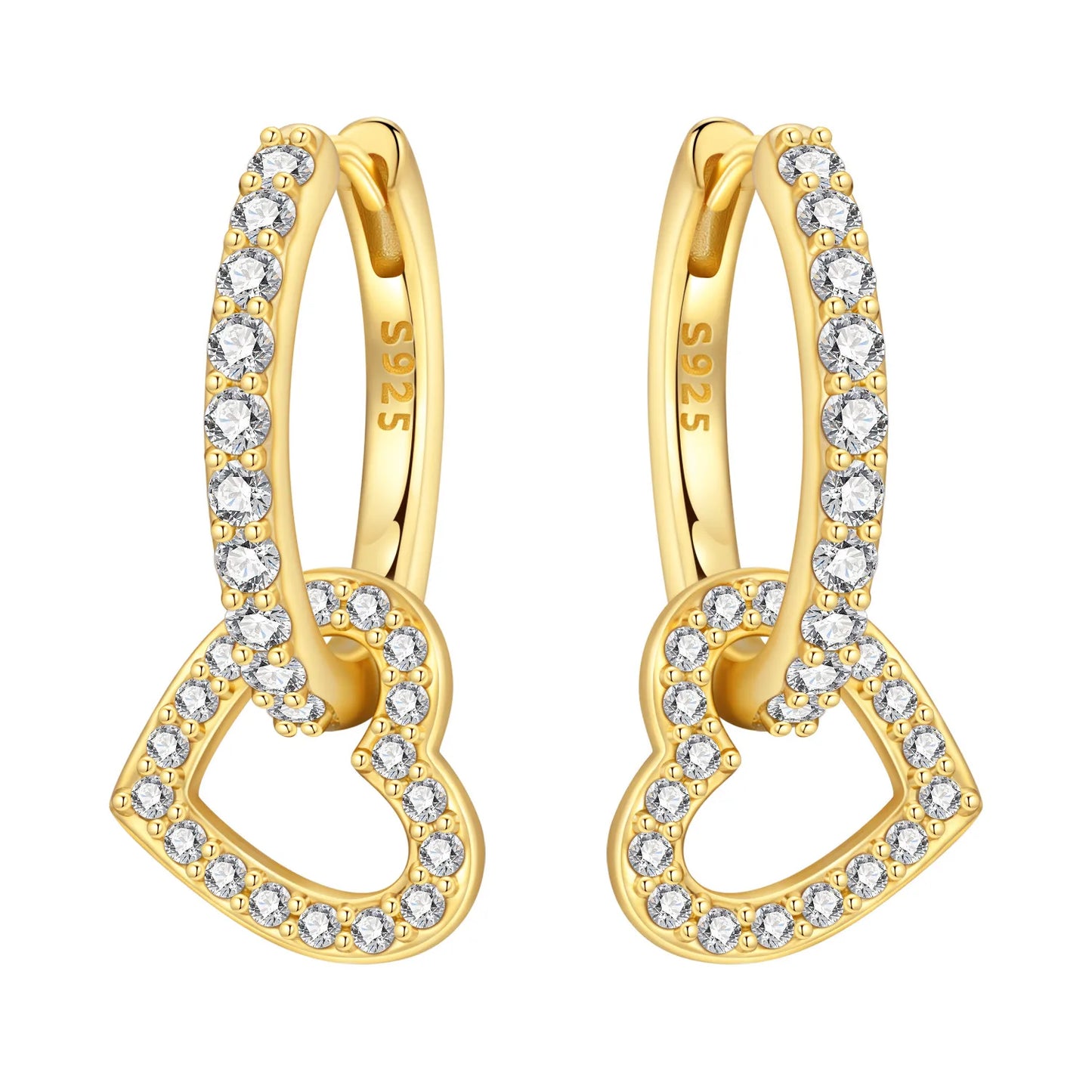 Original 2026 S925 Sterling Silver Zircon 18K Gold Lining Vintage Hoop Earrings for Women Birthday Party Wedding Gift Jewellery