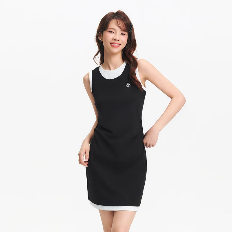 Semir Fake Two Piece Dress Women Fashionable Embroidery 2025 Summer New Slim Fit Flattering Short Dress Versatile