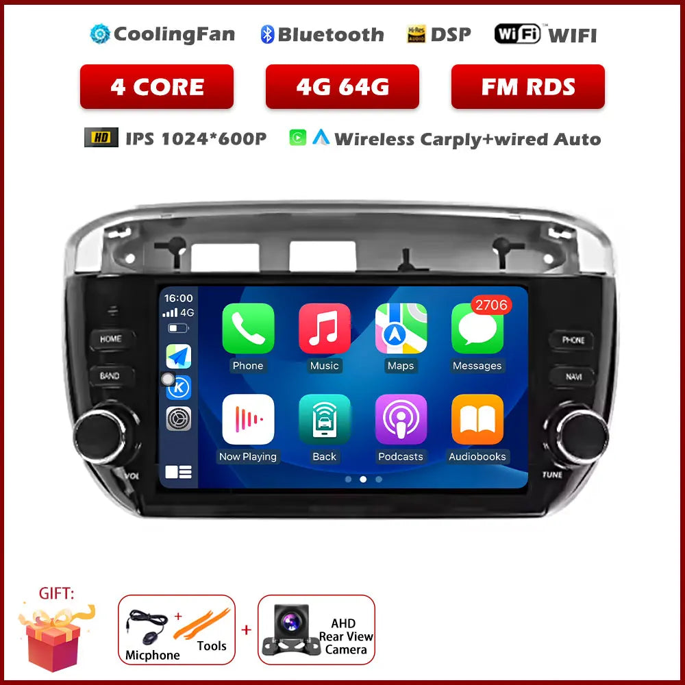 7" Android Car Stereo for Fiat Linea & Punto Evo (2012–2015) — CarPlay, Android Auto, GPS, 4G, Bluetooth 5.0
