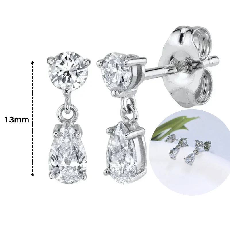 925 Sterling Silver Tassel Hoop Earrings for Women - White Zircon