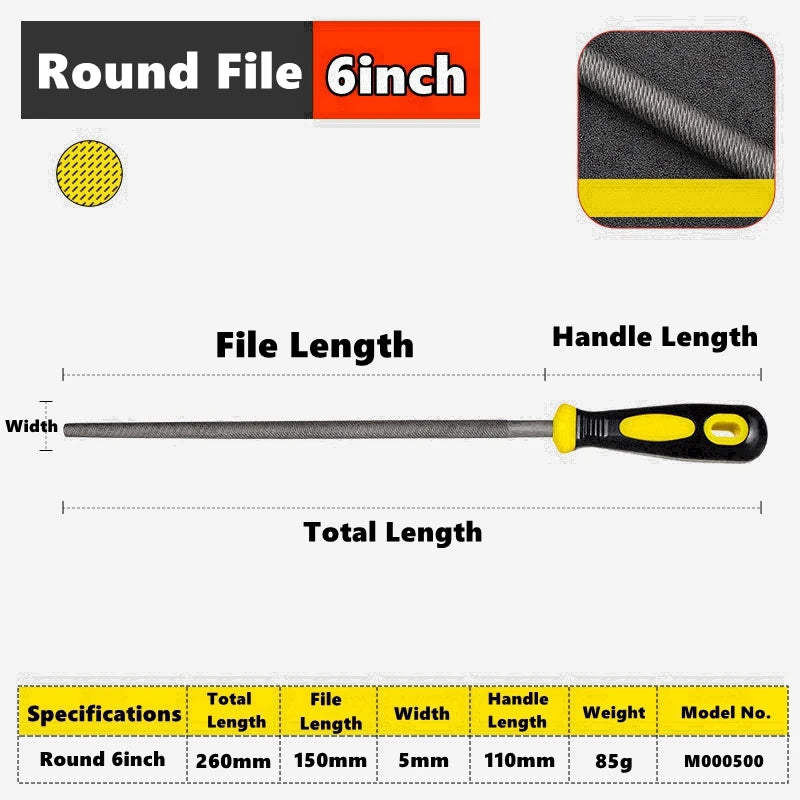 6/8/10 inch High Carbon Steel File, Files Tools for Metal Wood and Stone Trimming, Shaping, Bastard File with Uniform Teeth