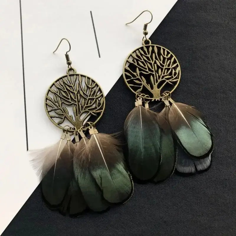 Unique Exaggerate Feather Earrings Creative Feathers Long Earrings Trendy Boho Big Earrings Jewelry Wholesale Custom Packaging
