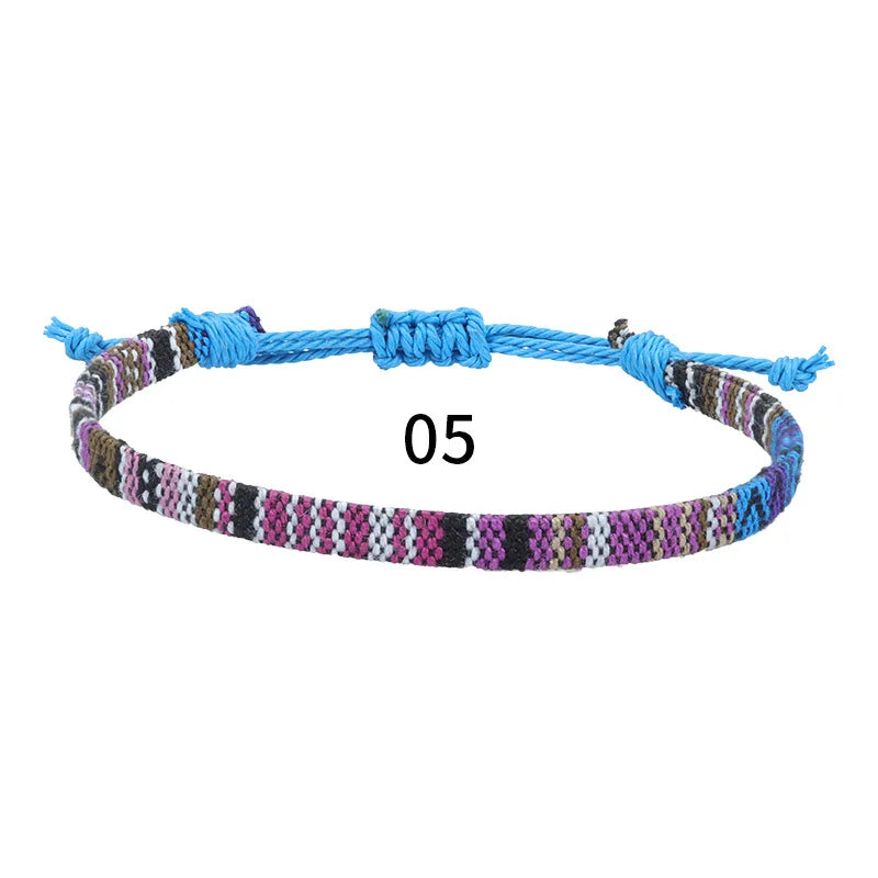 Anklets For Women Woven Fabric Foot Leg Bracelet Men Handmade Rope Braid Knot Beach Barefoot Weave Ethnic Boho Adjustable Charm