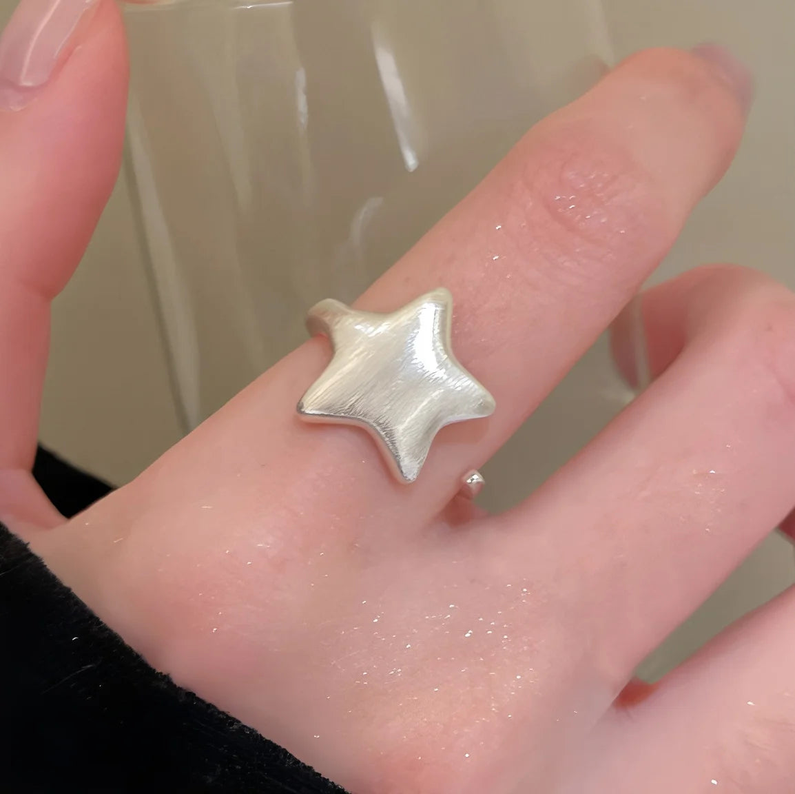 PANJBJ 925 Sterling Silver Hollow Out Rings For Women Three Layered Cross Punk Irregular Vintage Jewelry Gift Dropshipping