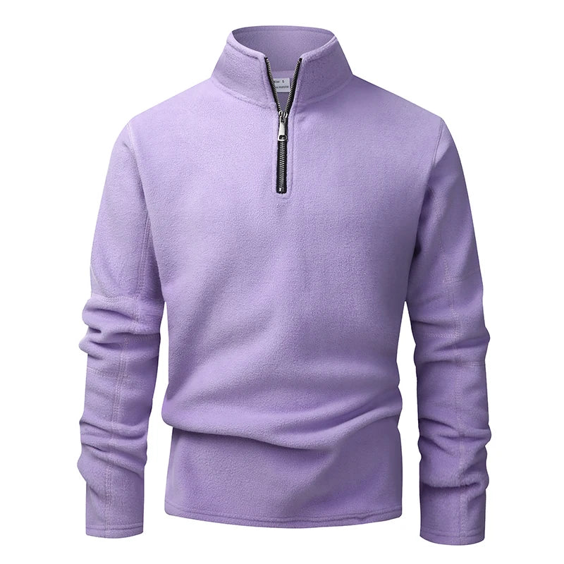 Men's Fleece Zip-Neck Pullover - Thick Stand Collar Sweatshirt - photo 12