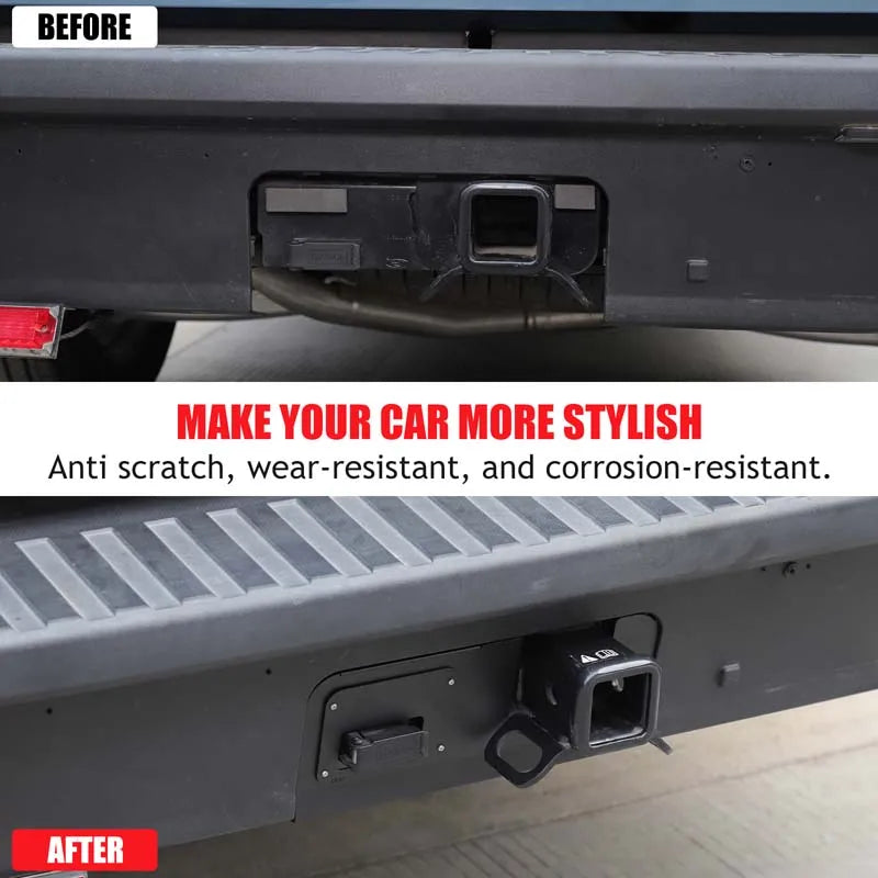 Rear Bumper Cover Plate Trailer Side Dust Cover Black Aluminum Alloy for Ford Maverick 2022 -2025 4/7-Pin Connector Hitch