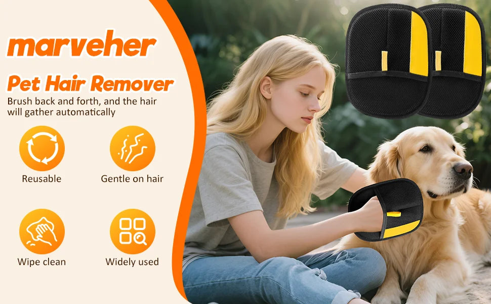 Pet Hair Removal Tool Reusable Static Removal Gloves Deshedding Brush Glove for Dog Cat Double-Sided Fur Hair Cleaning Glove Cat