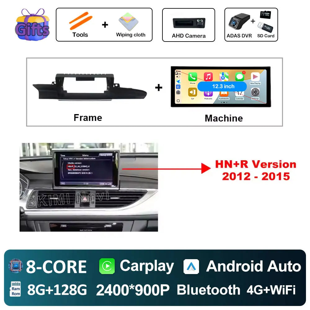 12.3" Android Screen for Audi A6 C7 & A7 (2012–2018) — Wireless CarPlay, Android Auto, QLED, GPS, WiFi