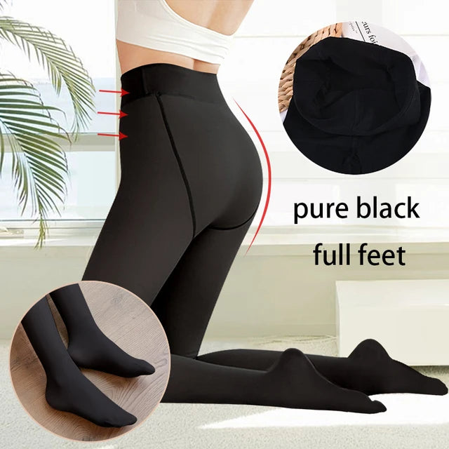 Women's Fleece Tights - Fake Translucent Thermal Pantyhose - photo 9