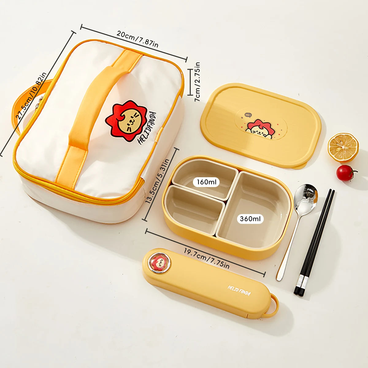 WORTHBUY 3 Grids Microwave Plastic Lunch Box Portable Detachable Fruit Bento Box Stackable Food Container For School Office