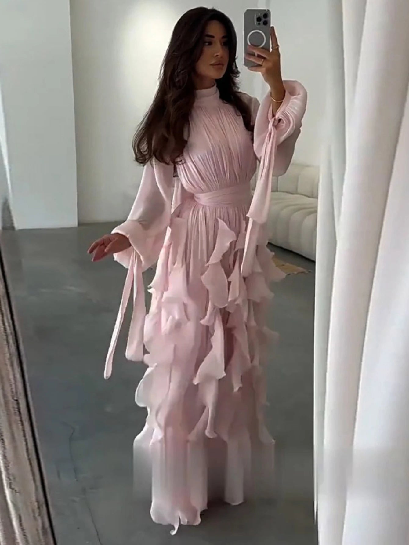 Eid Women Party Dress Muslim Abaya Ruffle Jalabiya Ramadan Long Dresses Autumn Vestidos Largos Arab Long Robe Morocco Kaftan