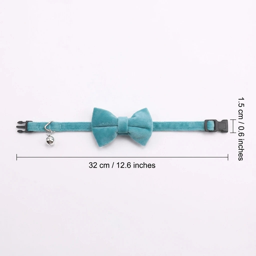 Velvet Bow Cat Collar with Bell - Adjustable Safety Buckle – photo 6