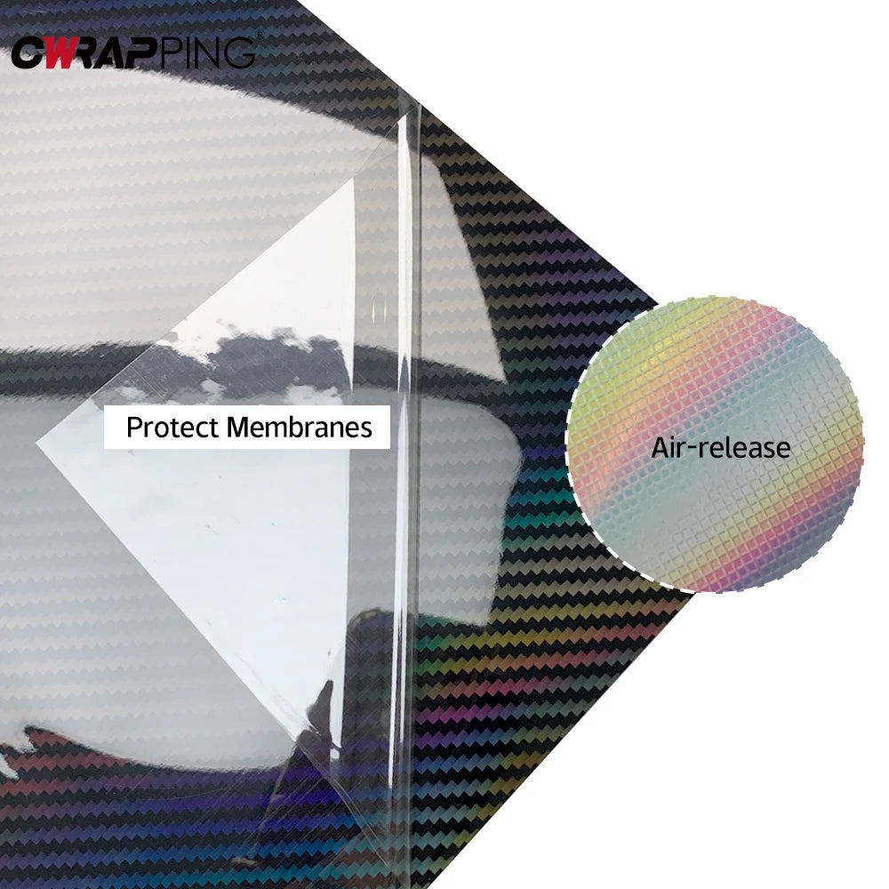 Laser Rainbow Carbon Fiber Stickers Gloss Car Vinyl Wrap Film Air Release Bubble Free Waterproof Sticker Tunning Car Accessories