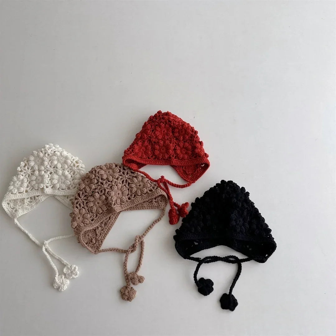 Baby Crochet Ear Flap Beanie - Handmade Knit Hat for Girls - photo 5