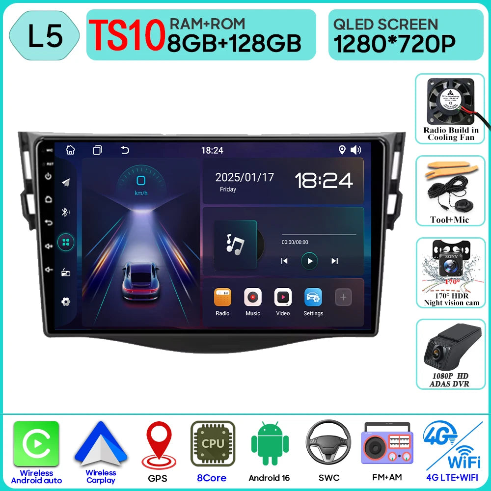 Android Auto For Toyota RAV4 Rav 4 2005 - 2013 Car Radio Carplay No 2din 4G Wifi Car Monitor Video GPS Navigation Stereo 2k BT