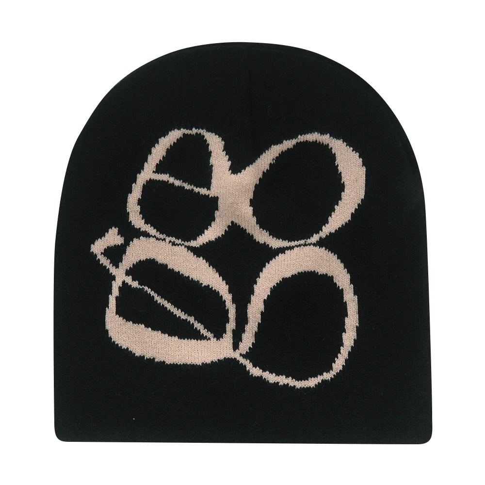 Y2K Letter Knit Beanie, Warm Ski Hat
