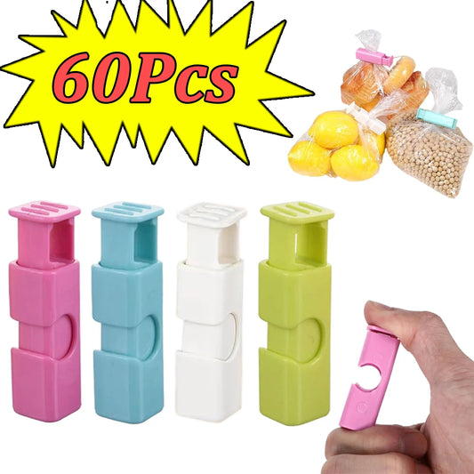 1-60Pcs Food Sealing Clips Squeeze Bread Bag Plastic Bag Sealing Clips Snack Bag Moisture-proof Fresh-keeping Clips Reusable