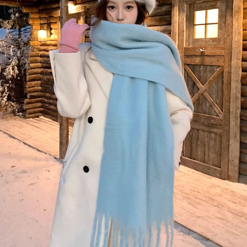 Women's Pastel Tassel Blanket Scarf - Cashmere-Feel Winter Wrap - photo 8