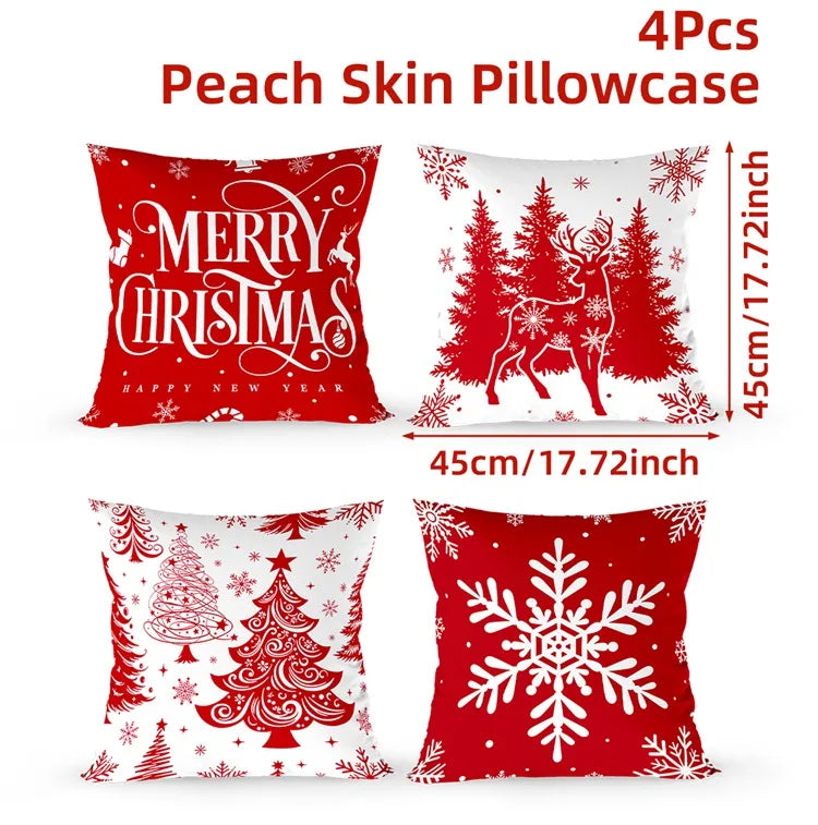 4pcs Merry Christmas Cushion Cover Home Decorations 2026 Christmas Ornament Pillow Case Xmas Navidad Gifts New Year Gifts 2026