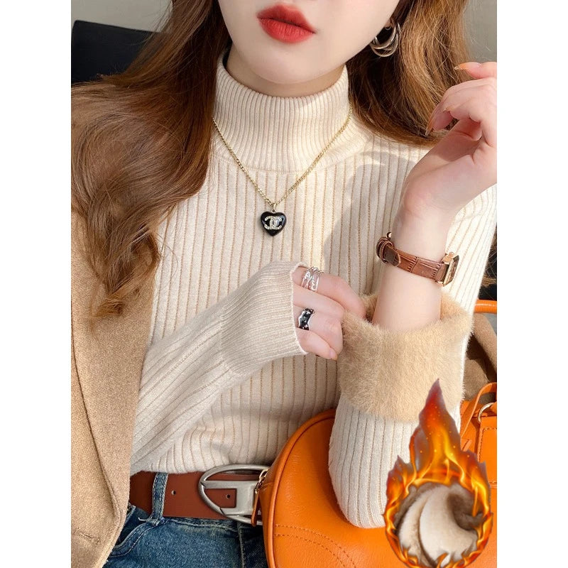 Women's thermal turtleneck top, velvet-lined — view 3 of 20