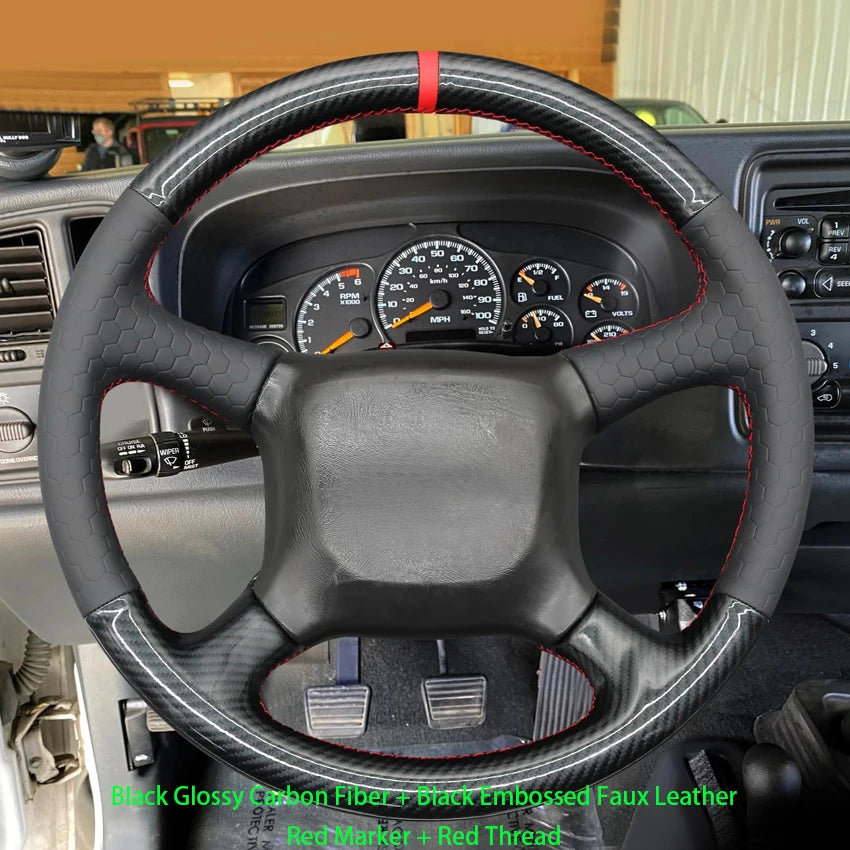Black Faux Leather Car Steering Wheel Cover For Chevrolet Silverado 1500 Avalanche Blazer K 1500 Chevy Van Tahoe 1999-2002