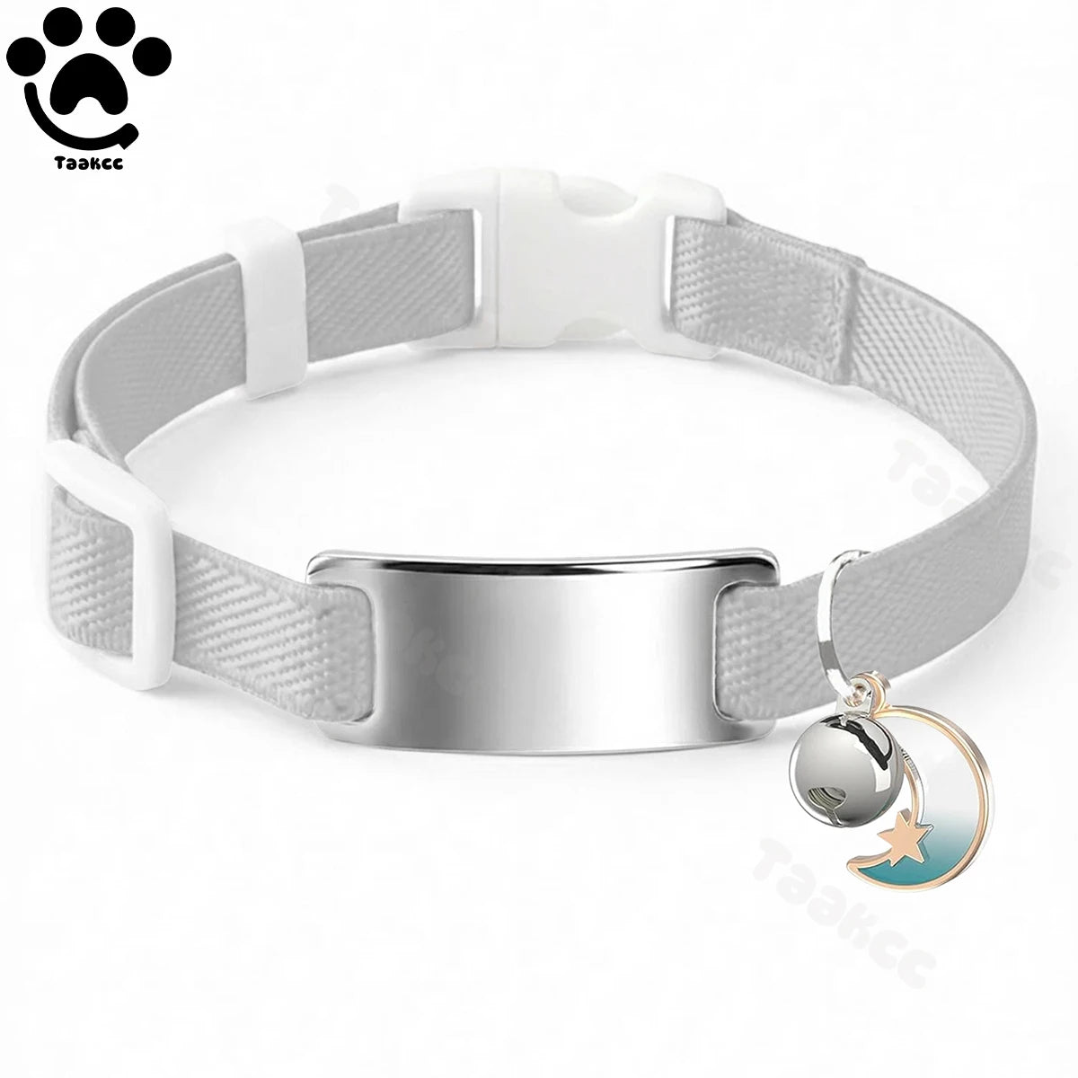 Customized Fashion Elastic Cat Collar Free Engraved Puppy Kitten Anti-lost Pet ID Nameplate Necklace With Bell & Moon Ornament