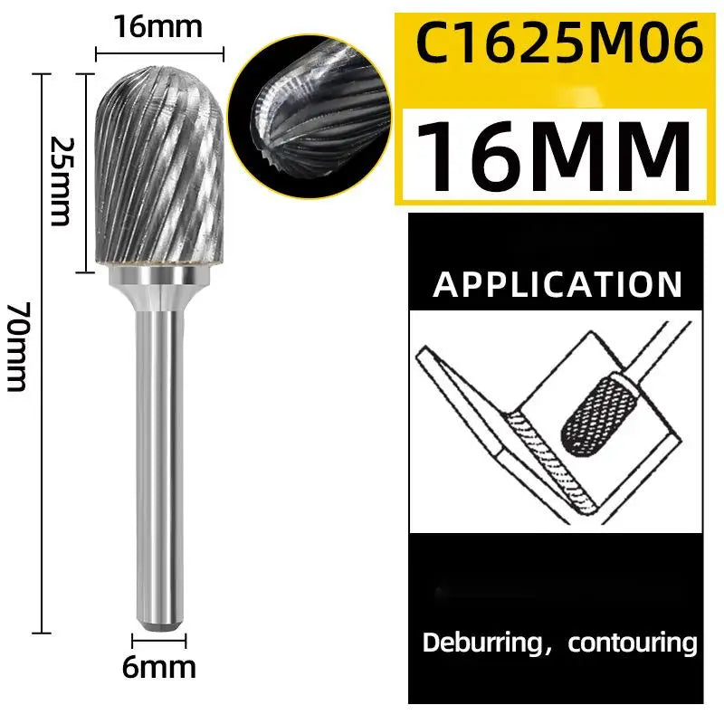 6mm Tungsten Carbide Rotary Burr File Set — Die Grinder Bits for Metal