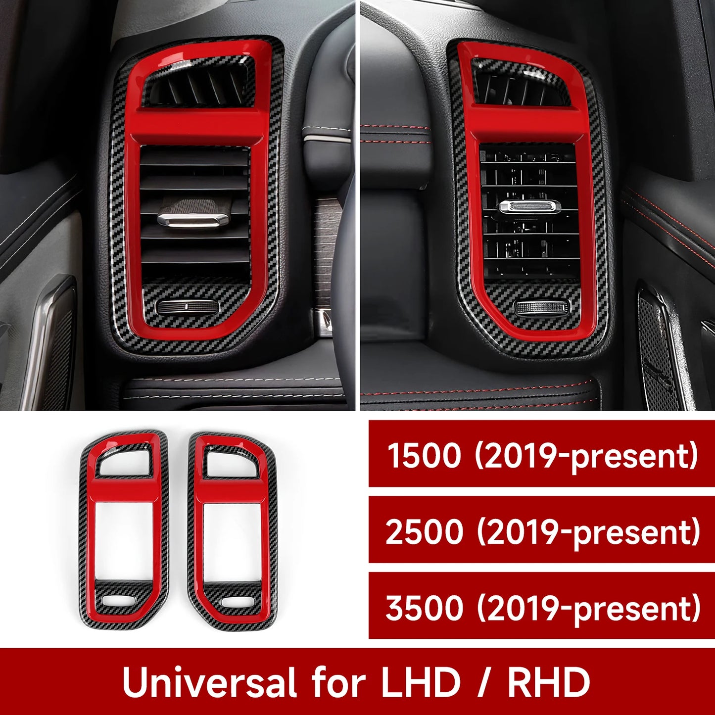 Carbon Fiber Interior Trim Sticker Kit for Dodge RAM 1500/2500/3500 2019-2026