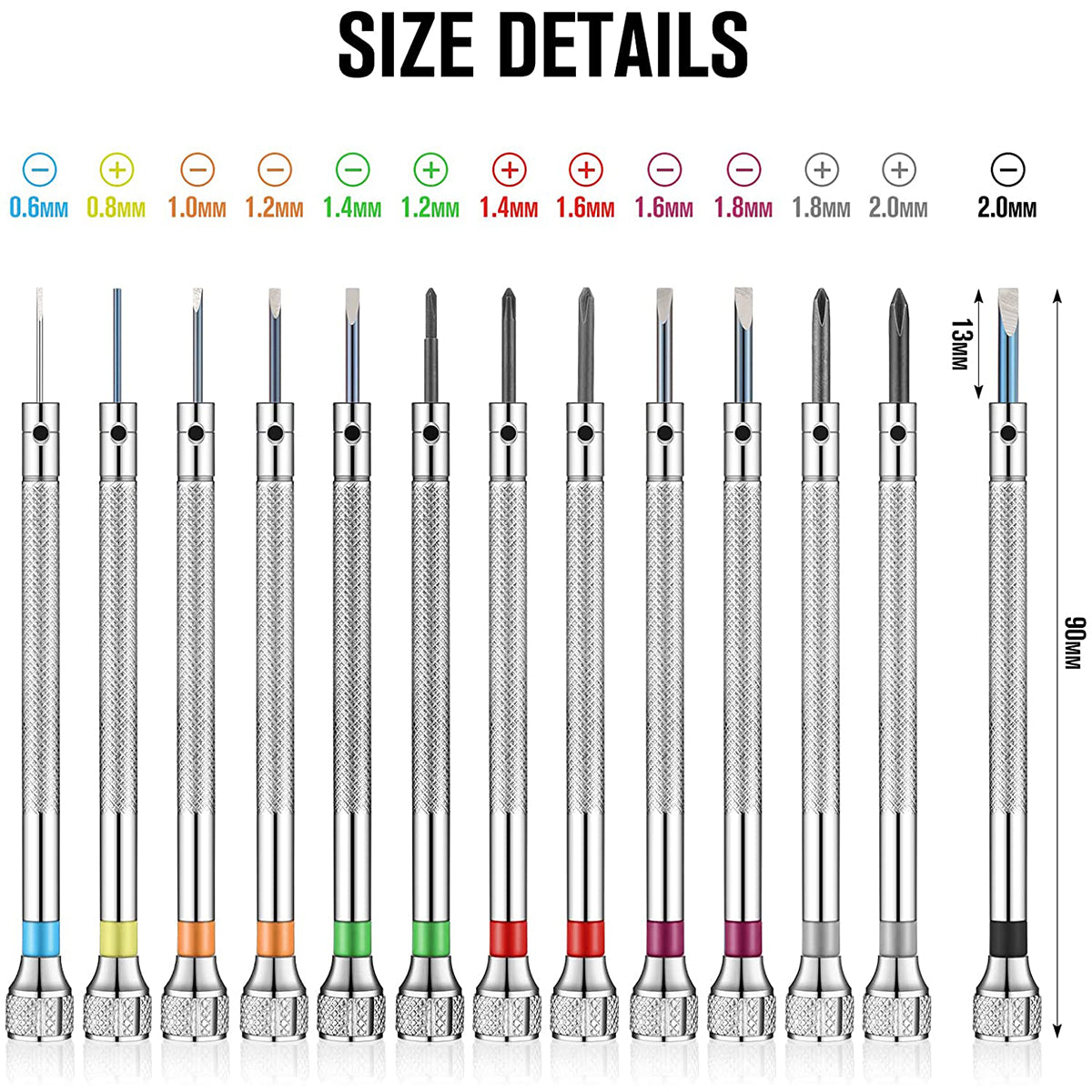Precision Screwdriver Set 0.6-2.0mm High Hardness Steel Micro Cross Screwdriver Kit For Home Watch Eyeglasses Jewelry Repair Too