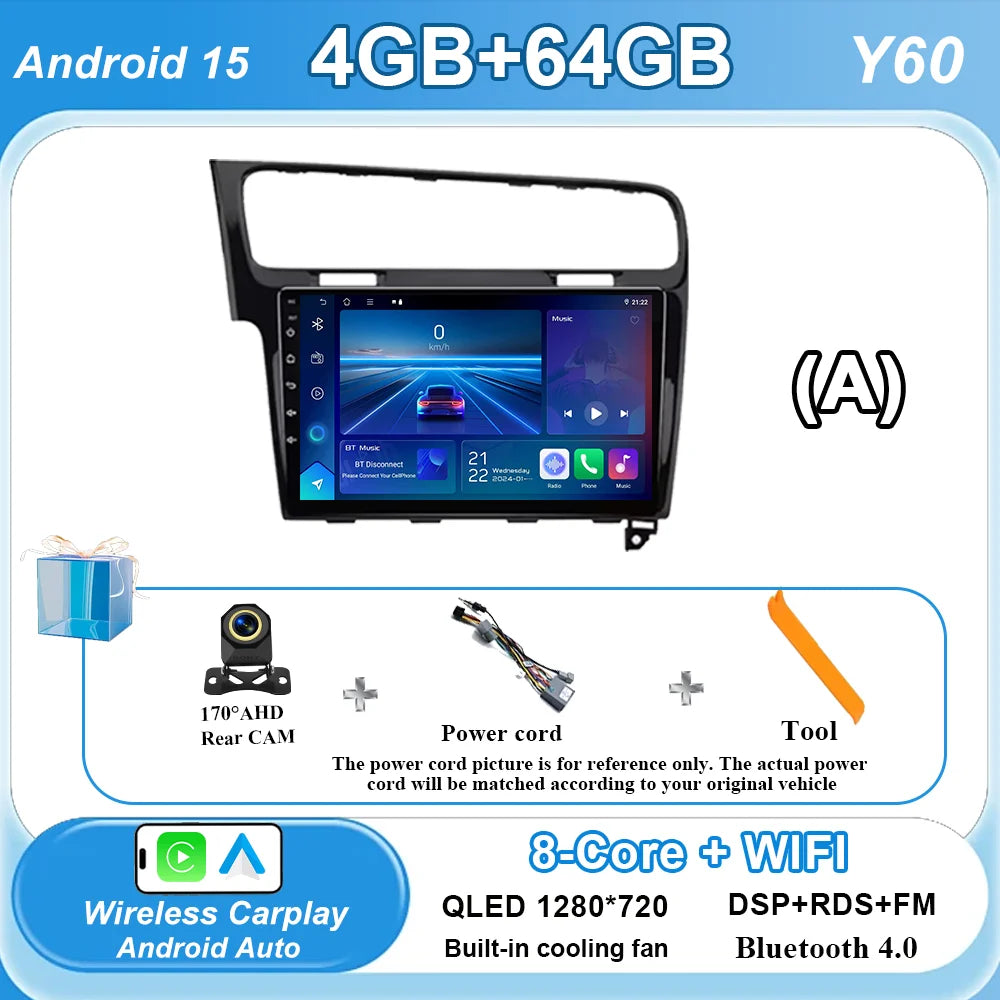 Car Stereo with Apple CarPlay & Android Auto, Compatible with VW Golf 7 (2012-2020)