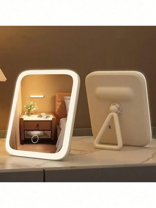360 Degree Rotatable LED Makeup Mirror - 3-Color Light, USB Powered