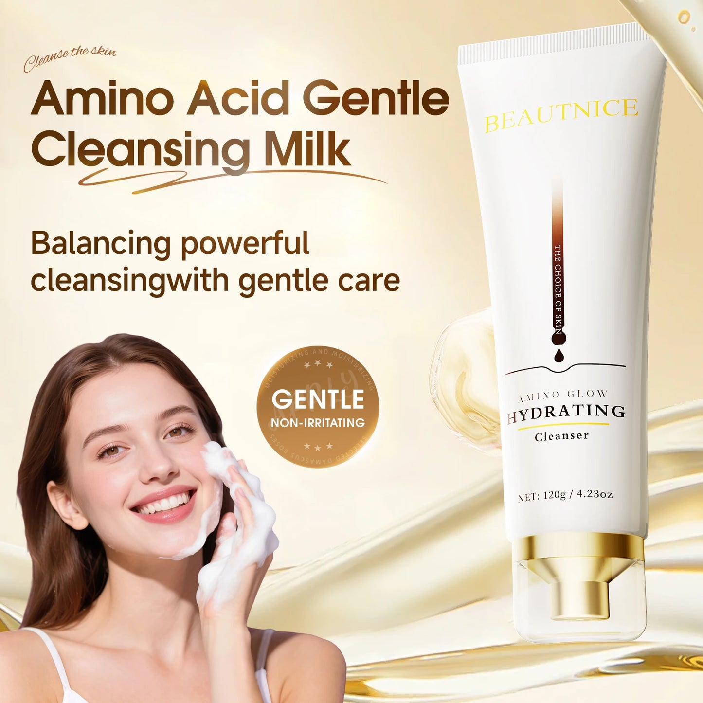 Brightening and Moisturizing Amino Acid Cleansing Milk, Gentle Oil Control and Treatment for Sensitive Skin with Cleansing Milk