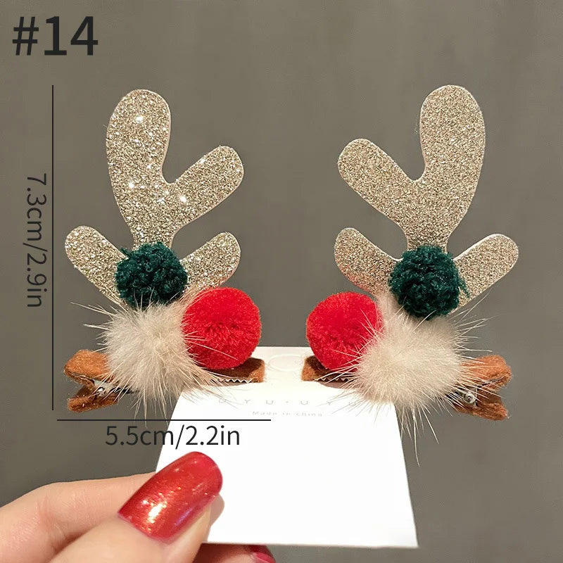 2026 Christmas Hair Clips Kawaii Christmas Headbands Hair Accessories Deer Ear Hairpin for Girl Photograph Prop Xmas Party Decor