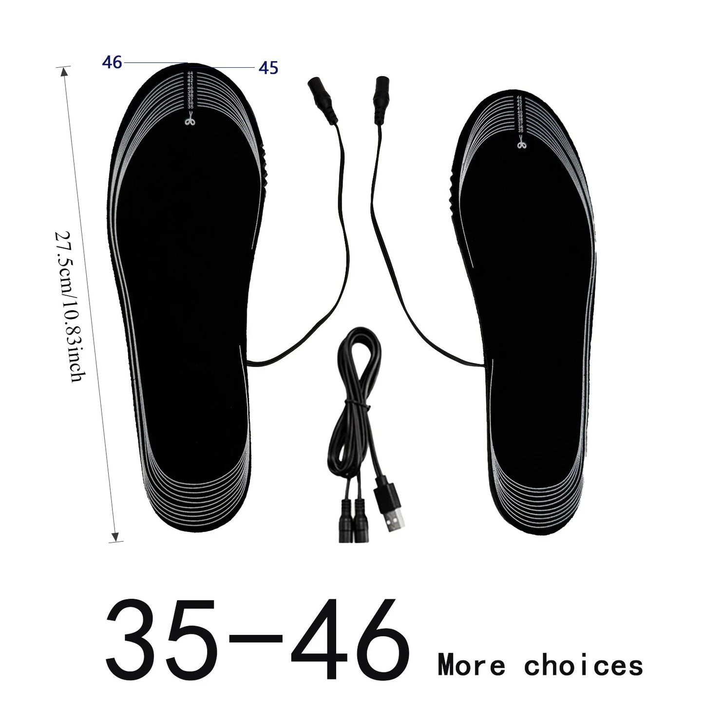 USB Heated Shoe Insoles Feet Warm Sock Pad Mat Electrically Heating Insoles Washable Warm Thermal Insoles Unisex WJ014 Insoles